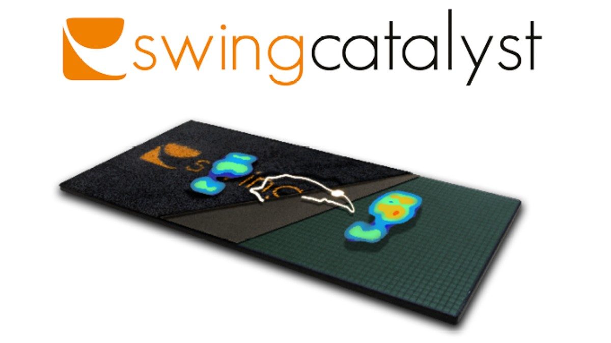 Swing Catalyst dual motion force plates with TrackMan data on screen